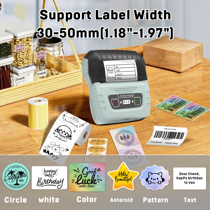 SK58 Portable Thermal Printer with 2 Rolls of White Label(Australia Local Shippment)