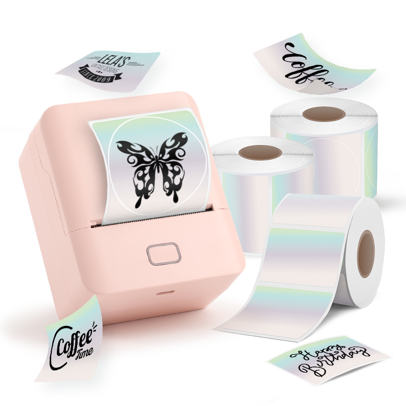 SK20 Portable Thermal Printer with 3 Rolls Silver Holographic Labels（NZ Local Shippment）