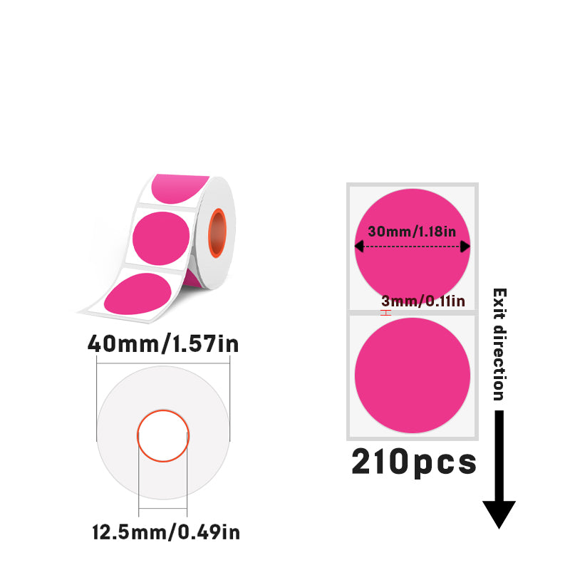 Thermal 30mm Diameter Round Label 6 colors inside For SK/58/SK20/SK35/SK45/SK27