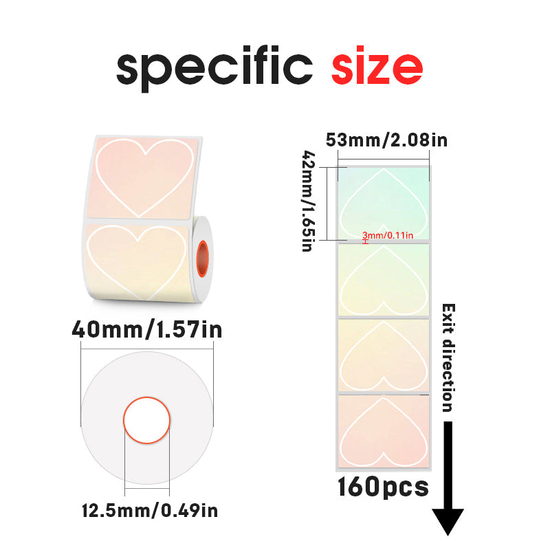2 Types of 50mmx40mm Thermal Labels with Hearts, Stars For SK58/SK20/SK35/SK45/SK27(Australia Local Shippment)