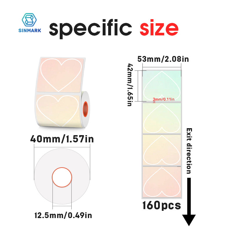 2 Types of 50mmx40mm Thermal Labels with Hearts, Stars For SK58/SK20/SK35/SK45/SK27