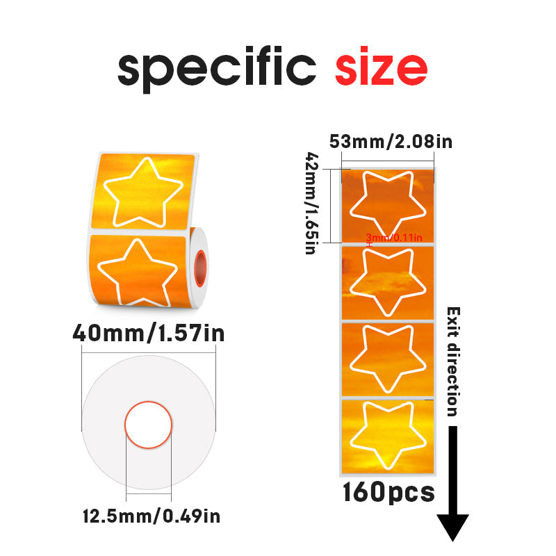 2 Types of 50mmx40mm Thermal Labels with Hearts, Stars For SK58/SK20/SK35/SK45/SK27(Australia Local Shippment)