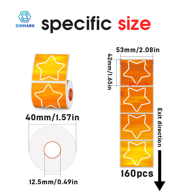 2 Types of 50mmx40mm Thermal Labels with Hearts, Stars For SK58/SK20/SK35/SK45/SK27