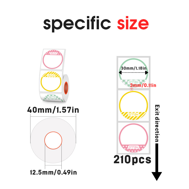 2 Types Round 30mm Thermal Label 3 Rolls Set For SK58/SK20/SK35/SK45/SK27