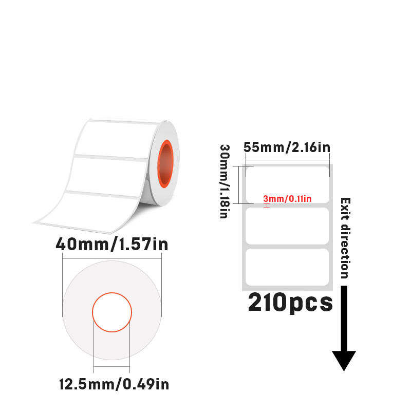 Rectangular white thermal label for SK/58/SK20/SK35/SK45/SK27