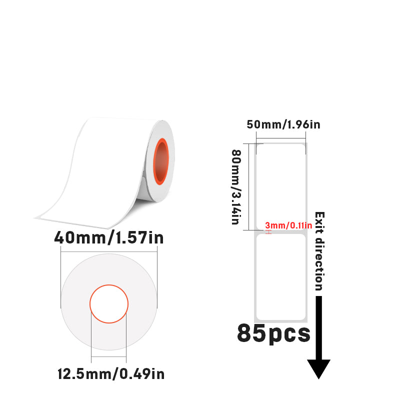 Rectangular white thermal label for SK/58/SK20/SK35/SK45/SK27