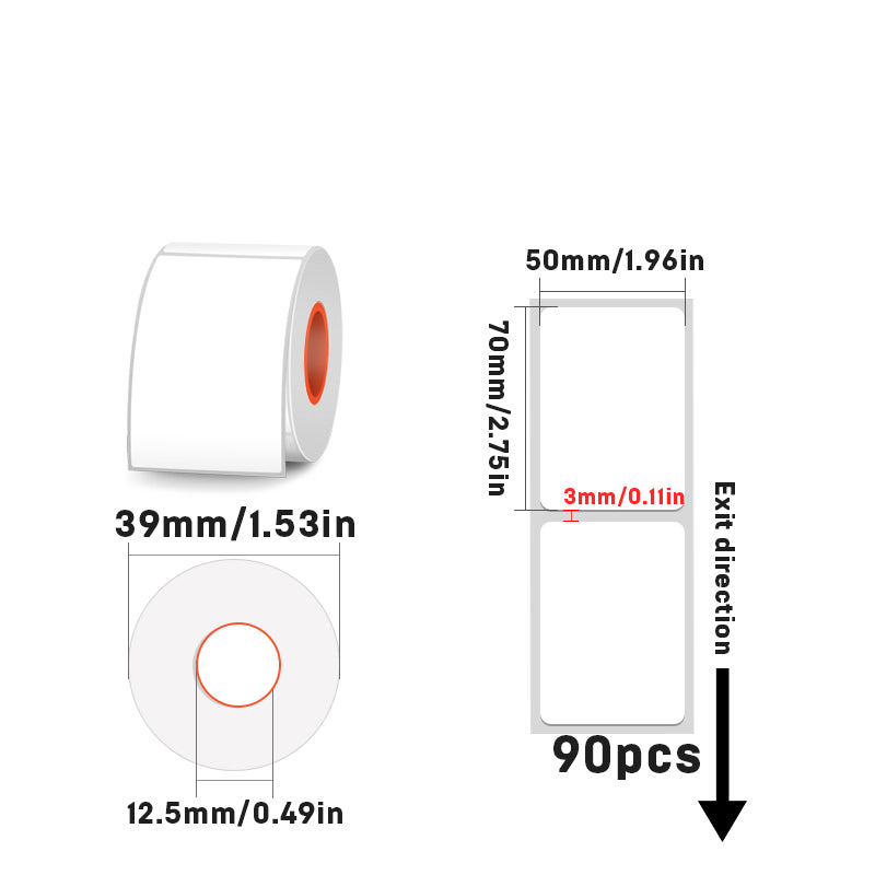 Rectangular white thermal label for SK/58/SK20/SK35/SK45/SK27