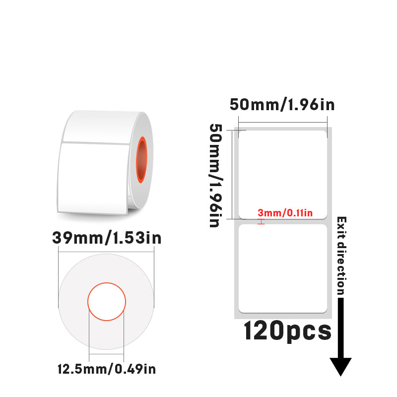 Rectangular white thermal label for SK/58/SK20/SK35/SK45/SK27