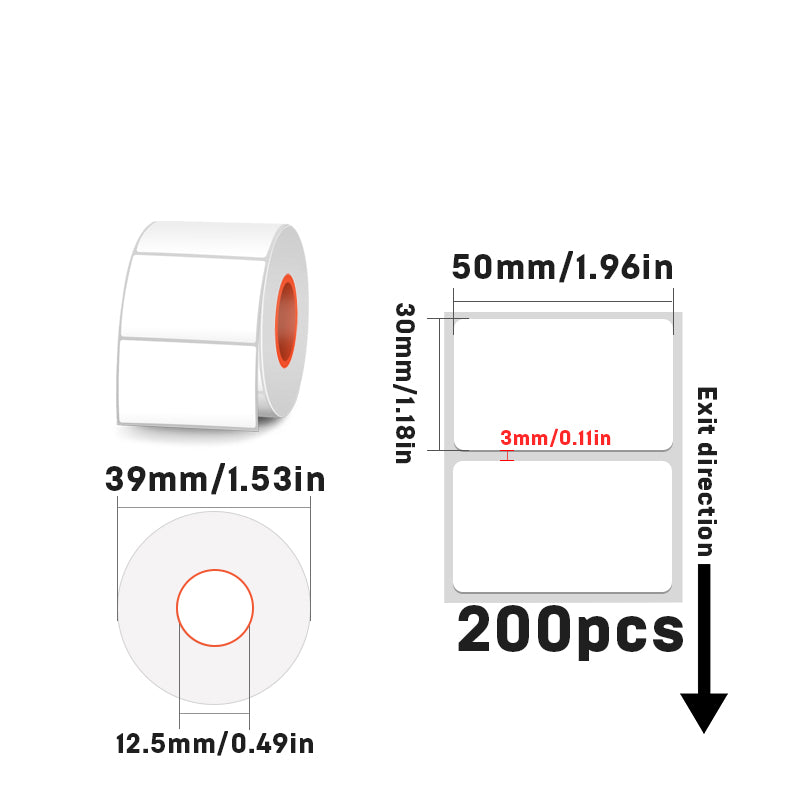 Rectangular white thermal label for SK/58/SK20/SK35/SK45/SK27
