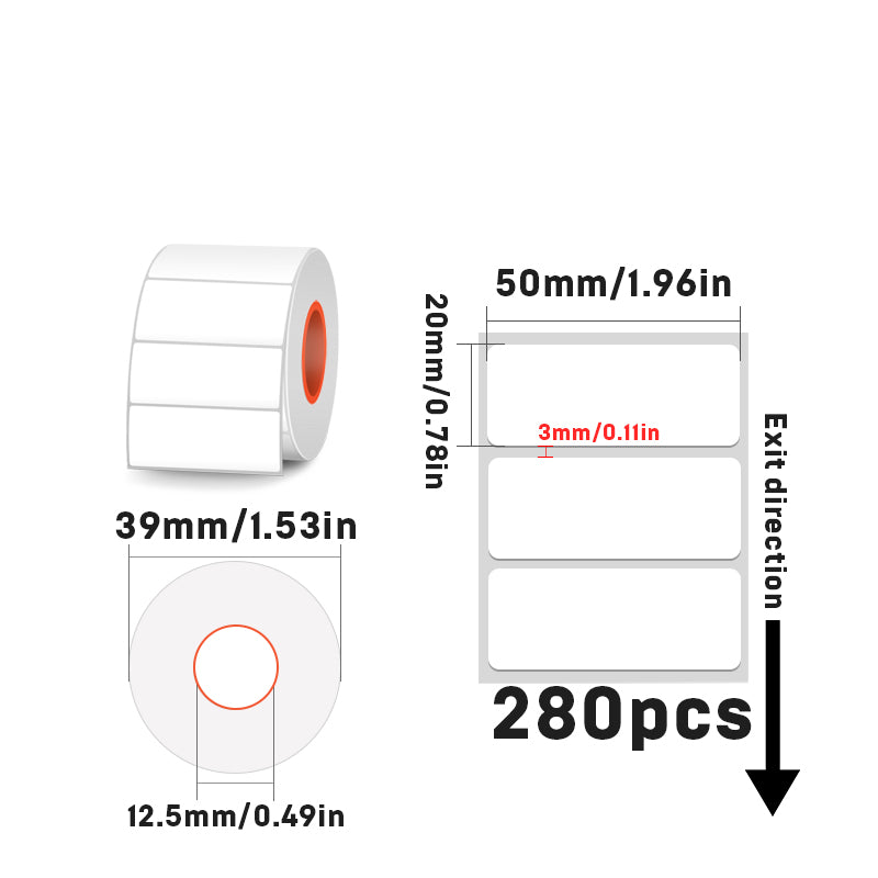 Rectangular white thermal label for SK/58/SK20/SK35/SK45/SK27