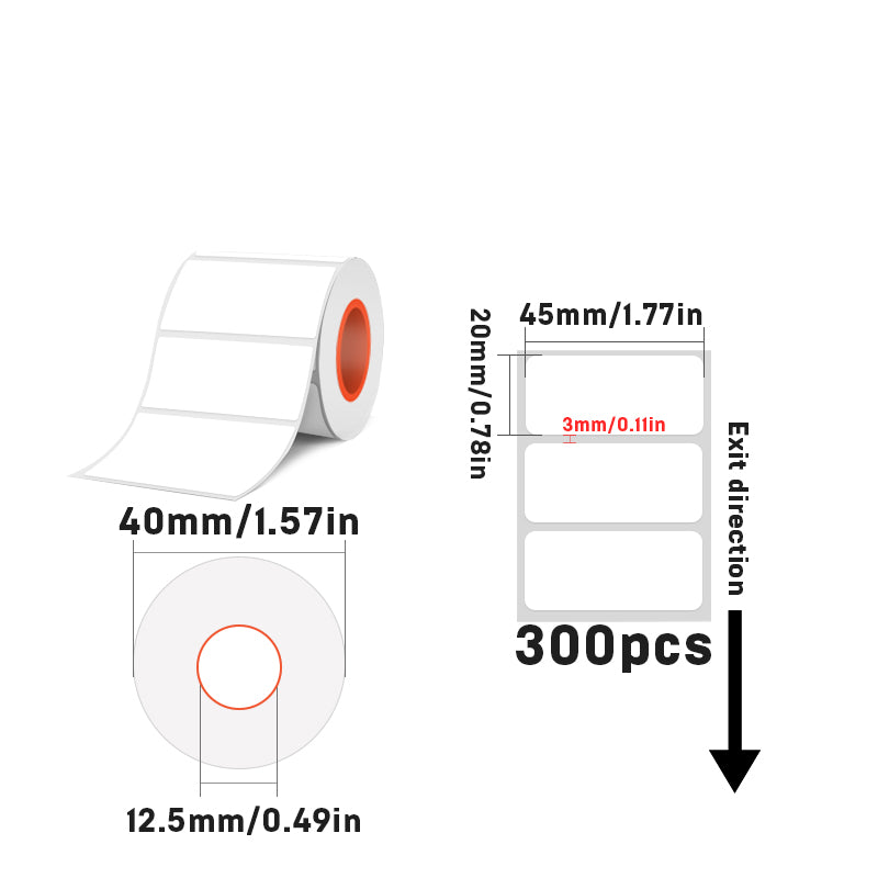 Rectangular white thermal label for SK/58/SK20/SK35/SK45/SK27