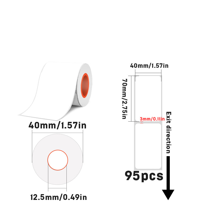 Rectangular white thermal label for SK/58/SK20/SK35/SK45/SK27