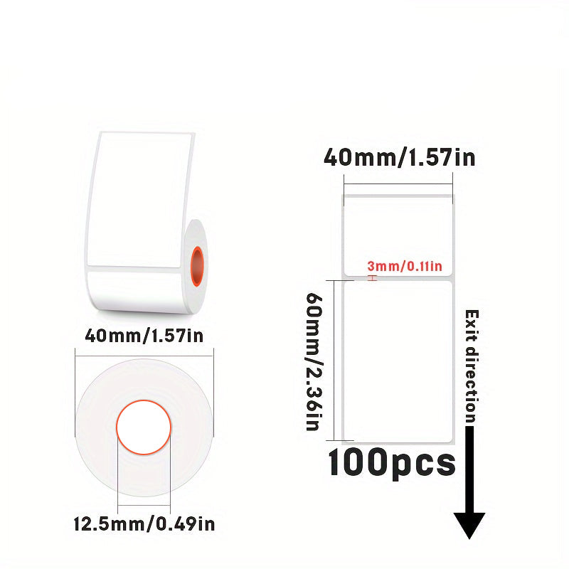 Rectangular white thermal label for SK/58/SK20/SK35/SK45/SK27