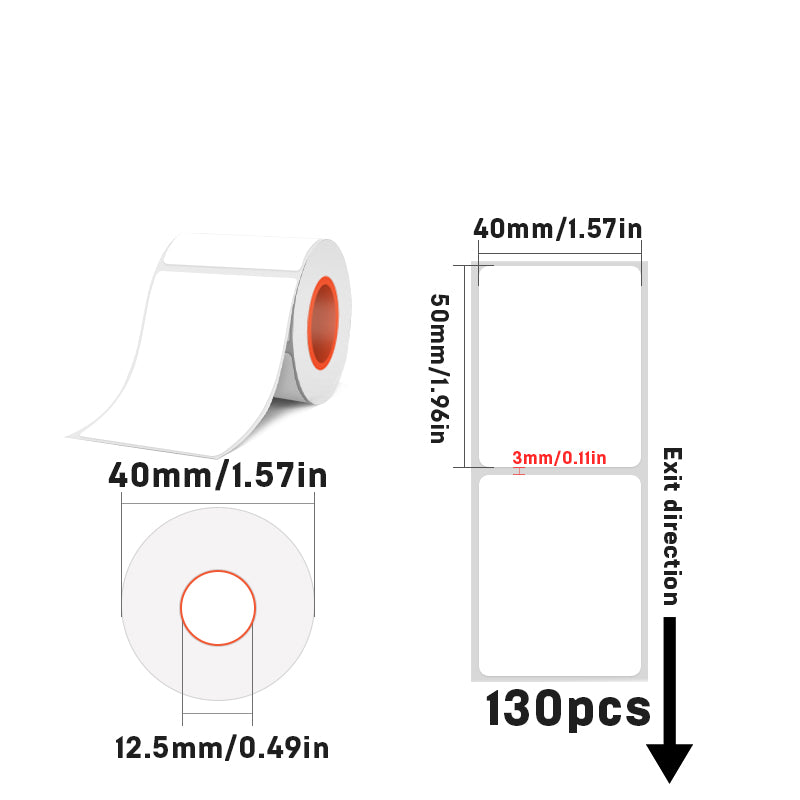 Rectangular white thermal label for SK/58/SK20/SK35/SK45/SK27