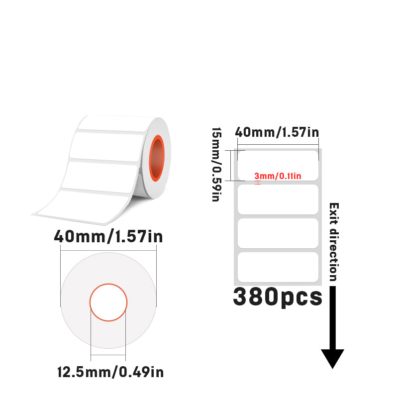 Rectangular white thermal label for SK/58/SK20/SK35/SK45/SK27