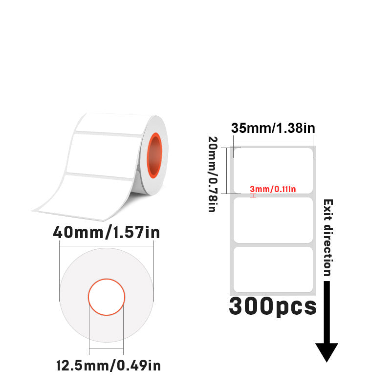 Rectangular white thermal label for SK/58/SK20/SK35/SK45/SK27