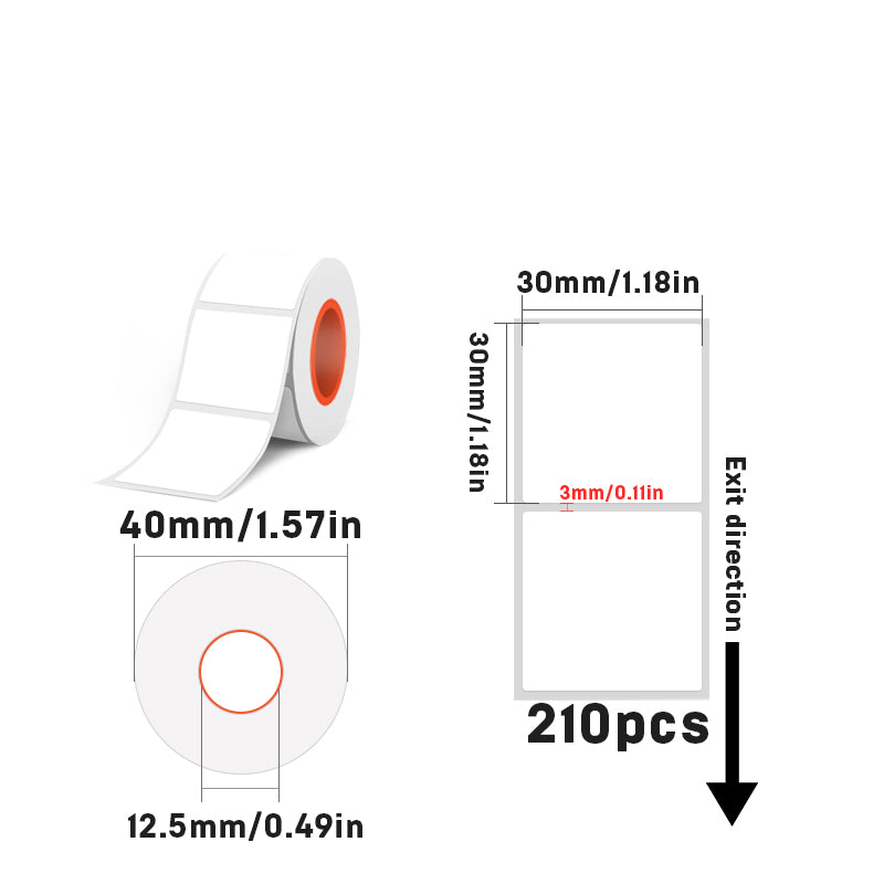 Rectangular white thermal label for SK/58/SK20/SK35/SK45/SK27