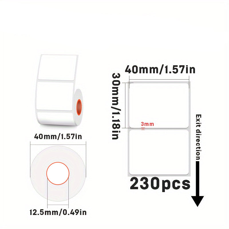 Rectangular white thermal label for SK/58/SK20/SK35/SK45/SK27