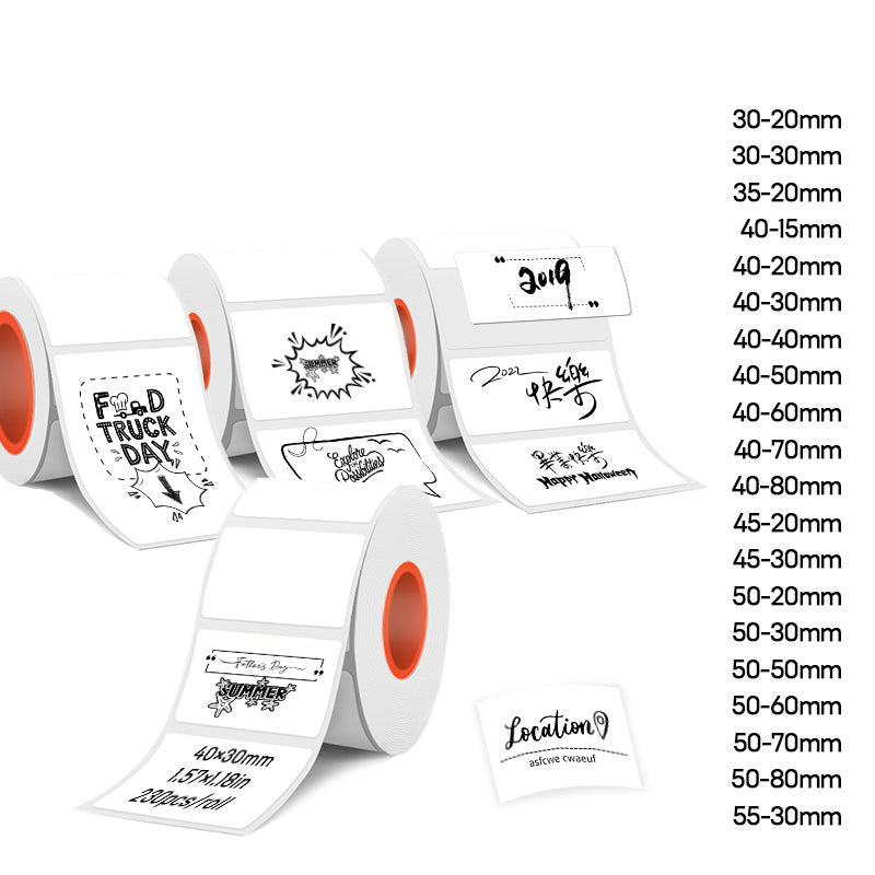 Rectangular white thermal label for SK/58/SK20/SK35/SK45/SK27