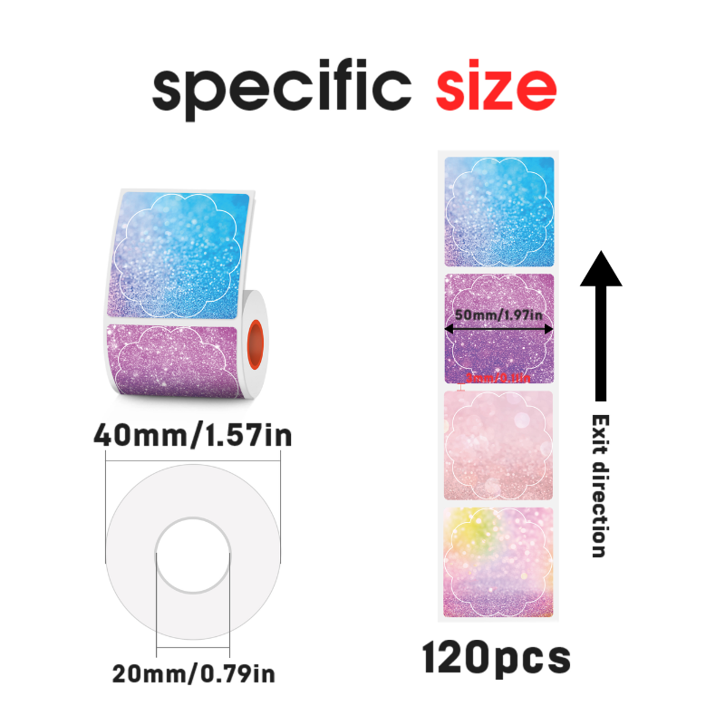 KAYSION 3 Rolls Color Flower Shape Thermal Label For SK58/SK20/SK35/SK45/SK27