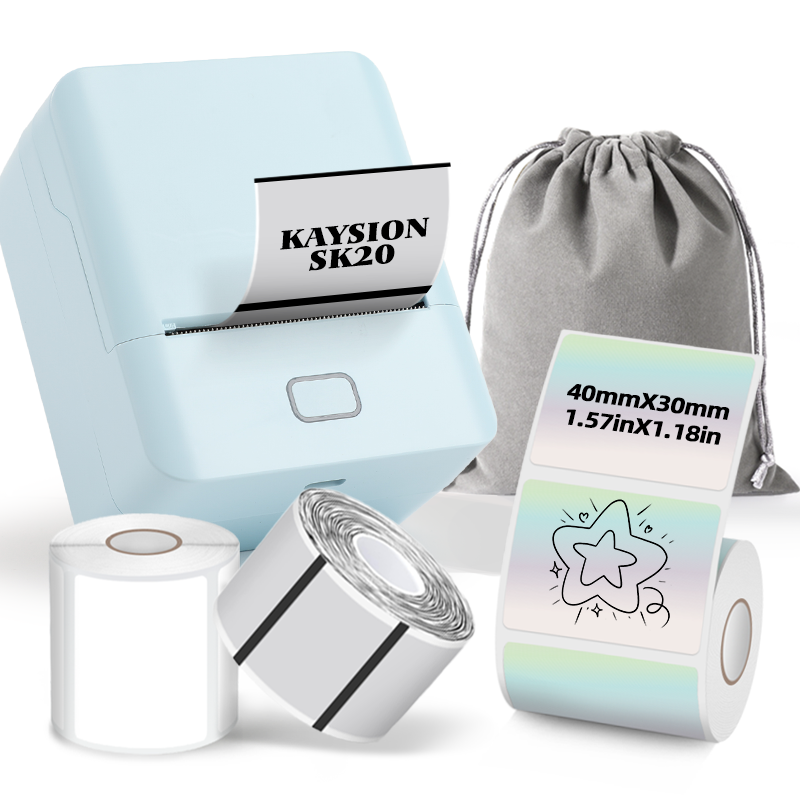 SK20 Portable Thermal Printer with 3 Rolls Label Storage Bag(UK Local Shippment)