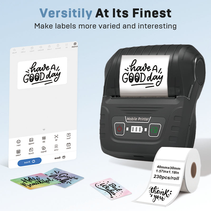 Sk58 Portable Thermal Printer with 3 Rolls of Color Labels and Dust Bag（Malaysia Local Shippment）