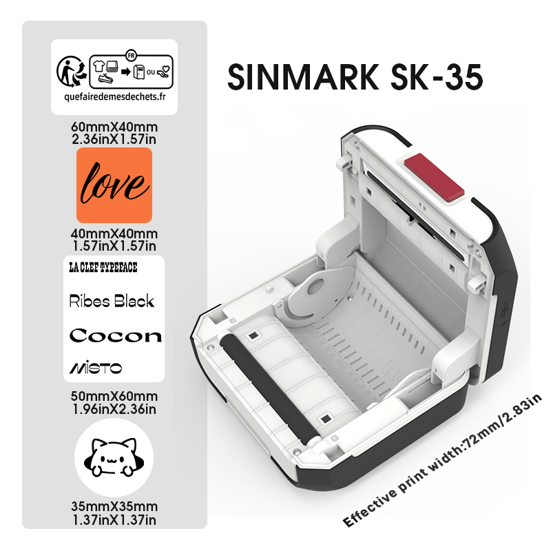 SK30 Portable Thermal Printer with 1 Roll of White Labels(US Local Shippment)