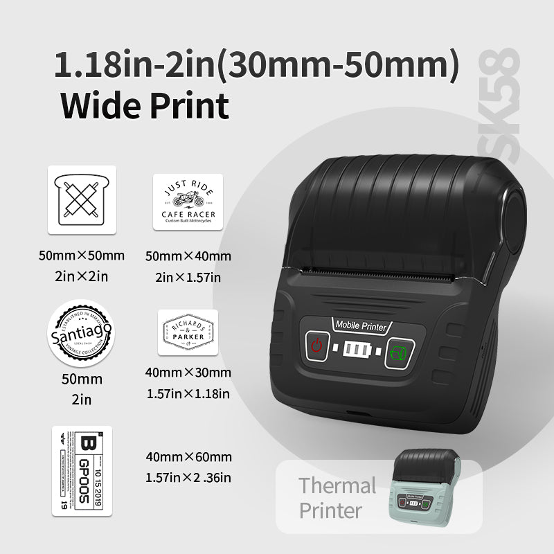 SK58 Mini Thermal Printer with 3 Rolls of Color Label(EU Local Shippment)