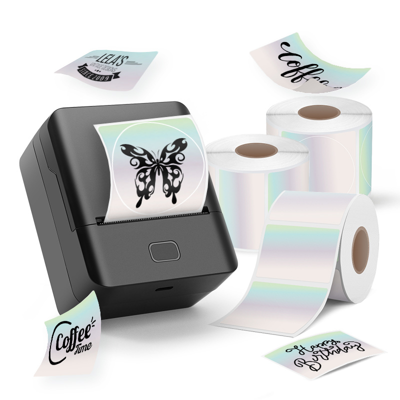 SK20 Portable Thermal Printer with 3 Rolls Silver Holographic Labels（NZ Local Shippment）