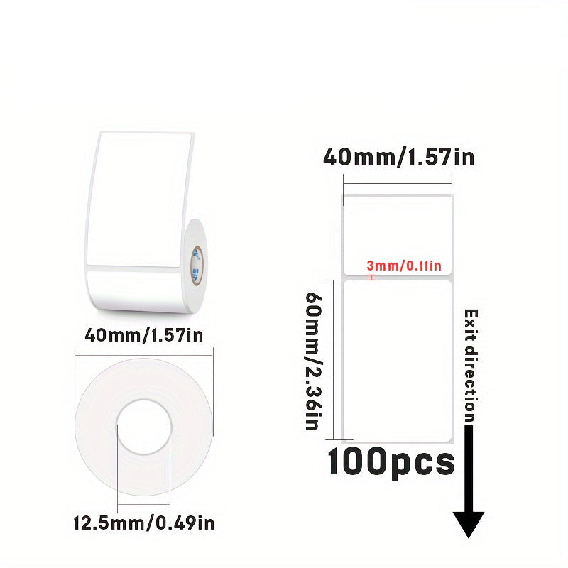 Rectangular white thermal label for SK/58/SK20/SK35/SK45/SK27