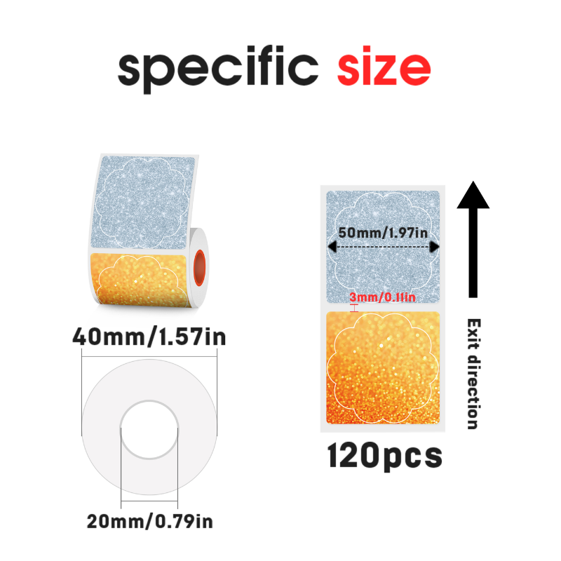 KAYSION 3 Rolls Color Flower Shape Thermal Label For SK58/SK20/SK35/SK45/SK27