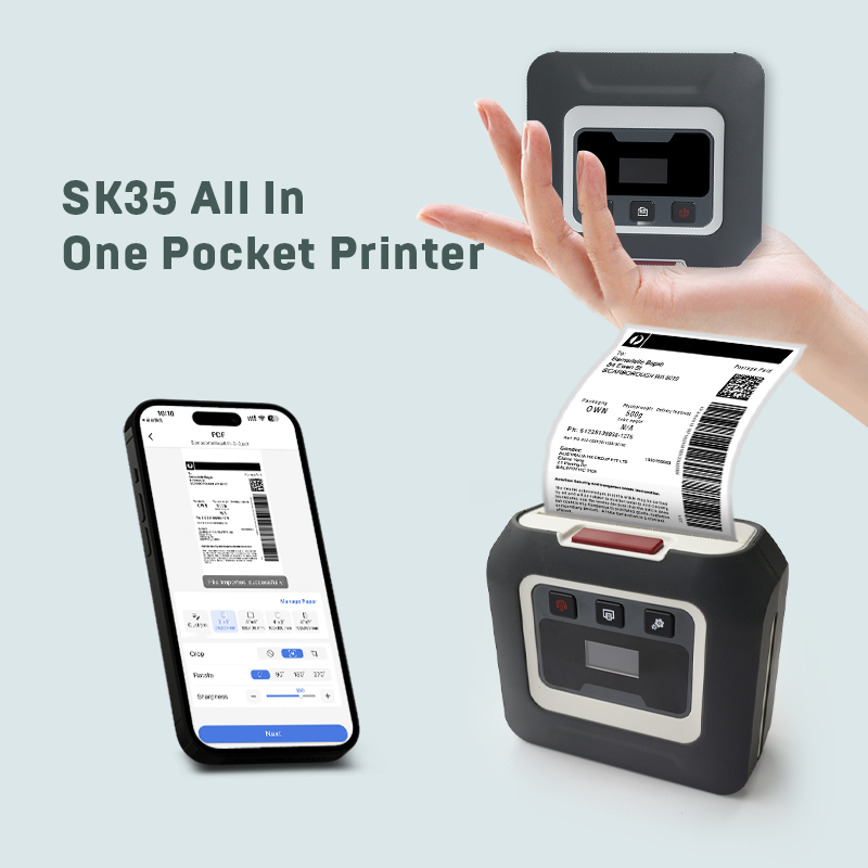 SK30 Portable Thermal Printer with 1 Roll of White Labels(US Local Shippment)