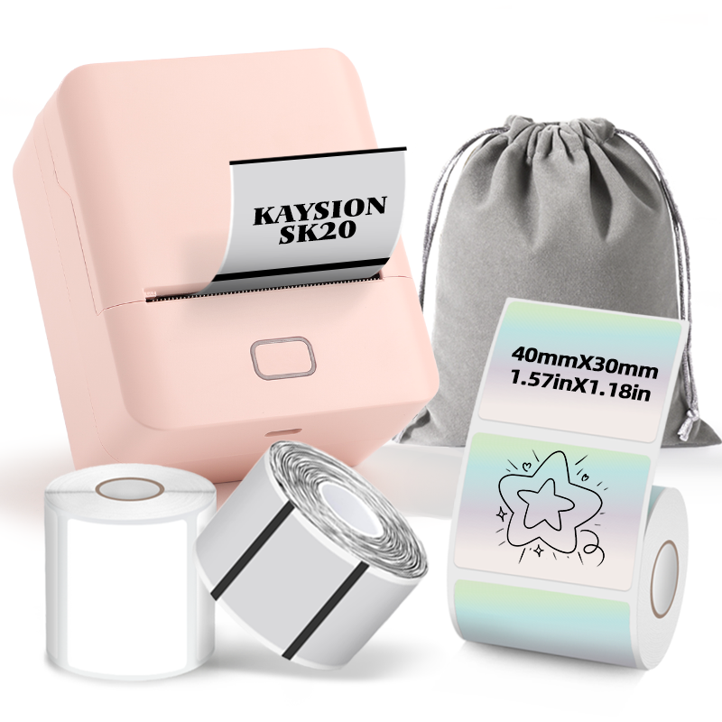 SK20 Portable Thermal Printer with 3 Rolls Label Storage Bag(UK Local Shippment)