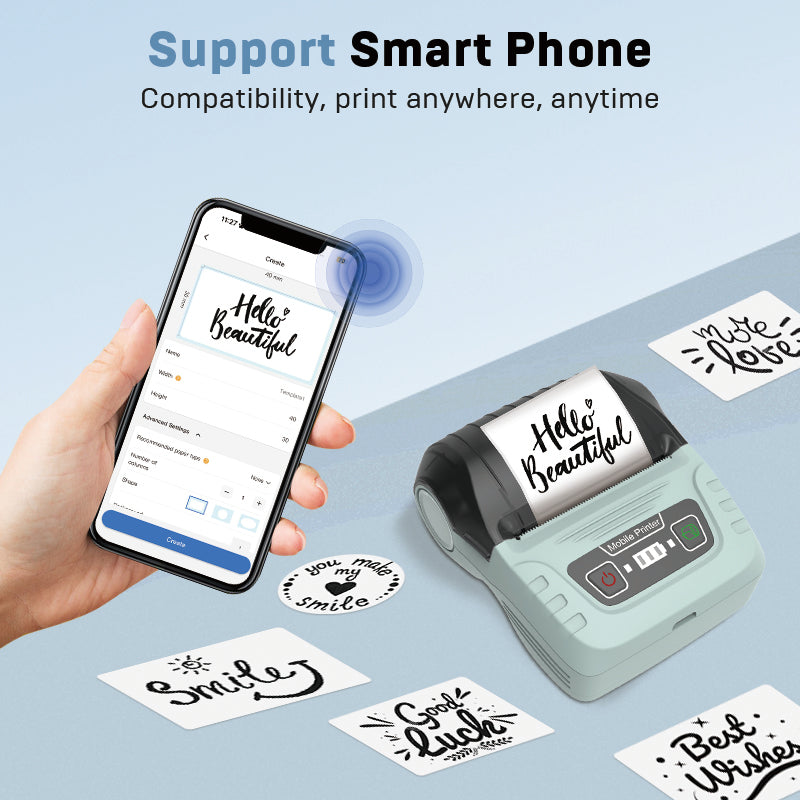 SK58 Portable Thermal Printer with 3 Rolls of White Labels and Dust Bag（Malaysia Local Shippment）
