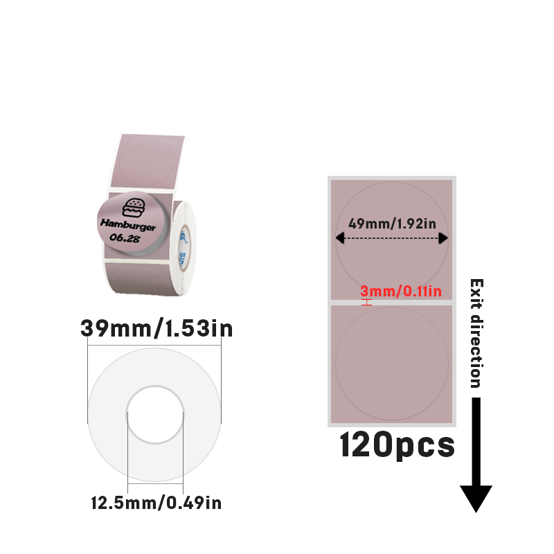 50mmX50mm Circular thermal label