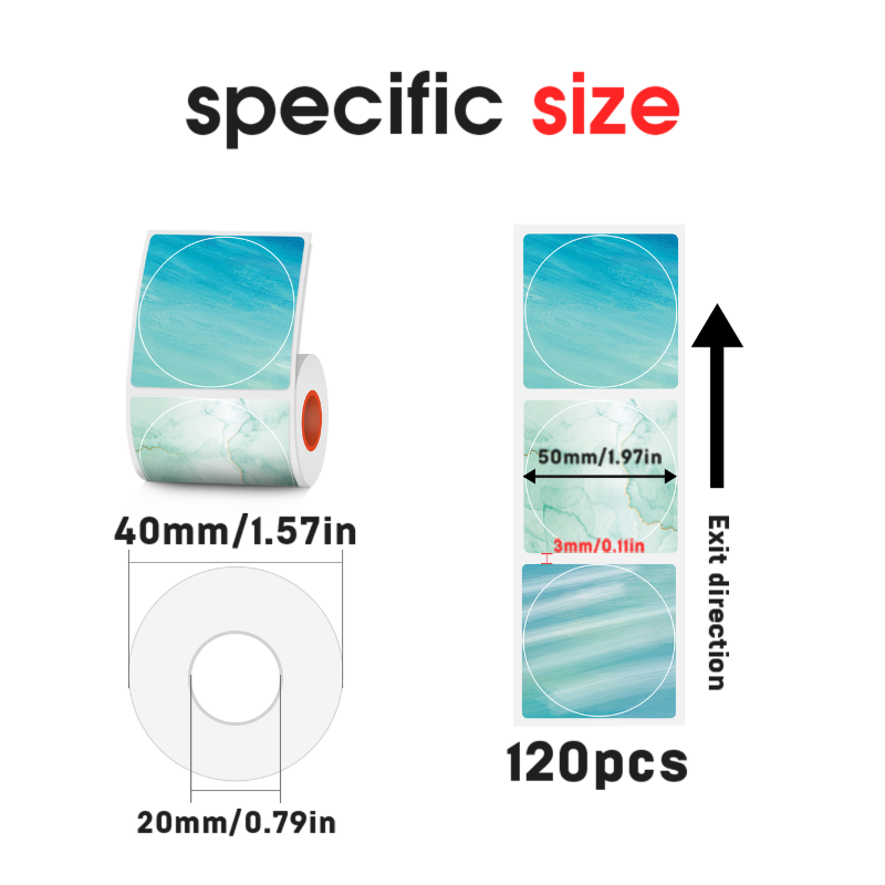 KAYSION 3 Rolls Round 50mm Thermal Label Paper For SK58/SK20/SK35/SK45/SK27