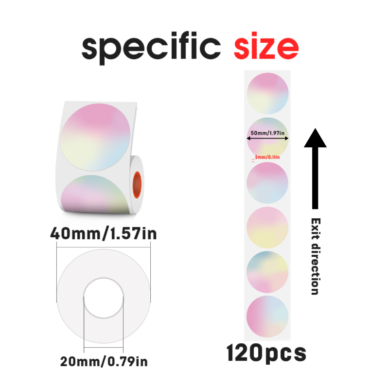 KAYSION 3 Rolls Round 50mm Thermal Label Paper For SK58/SK20/SK35/SK45/SK27