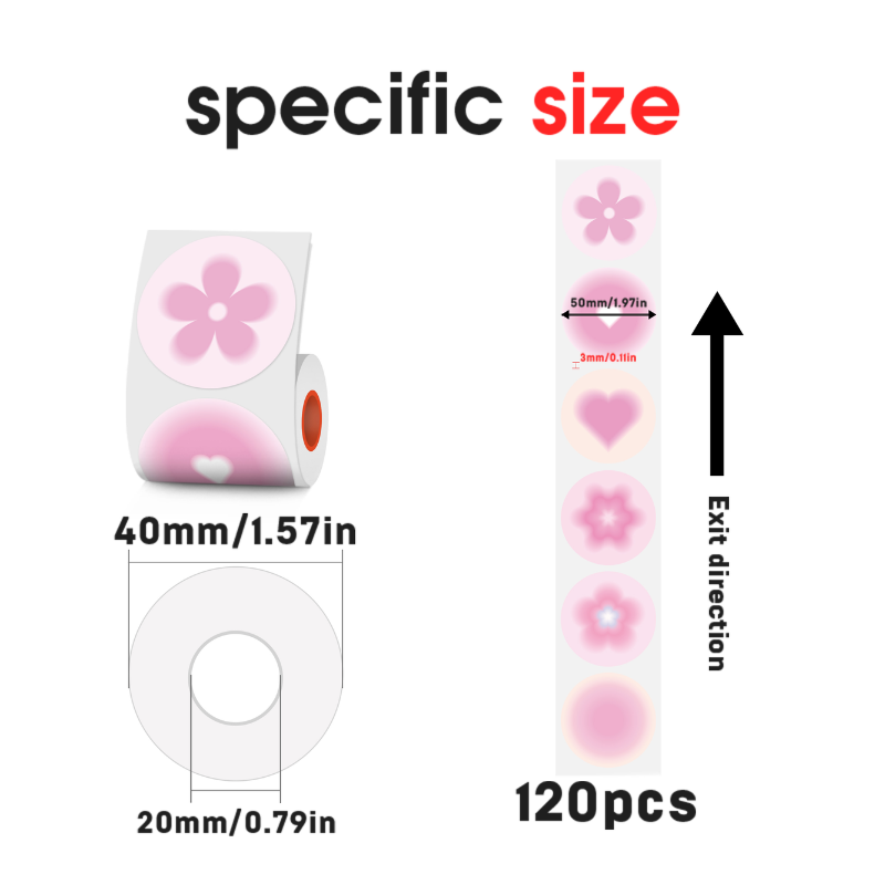 KAYSION 3 Rolls Round 50mm Thermal Label Paper For SK58/SK20/SK35/SK45/SK27