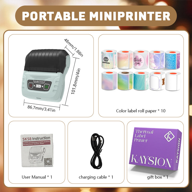 KAYSION SK58 Portable Thermal Printer Gift Set