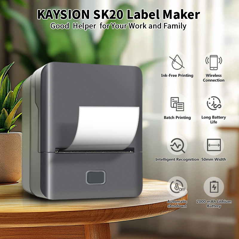 SK20 Portable Thermal Printer with 3 Rolls Label Storage Bag(UK Local Shippment)