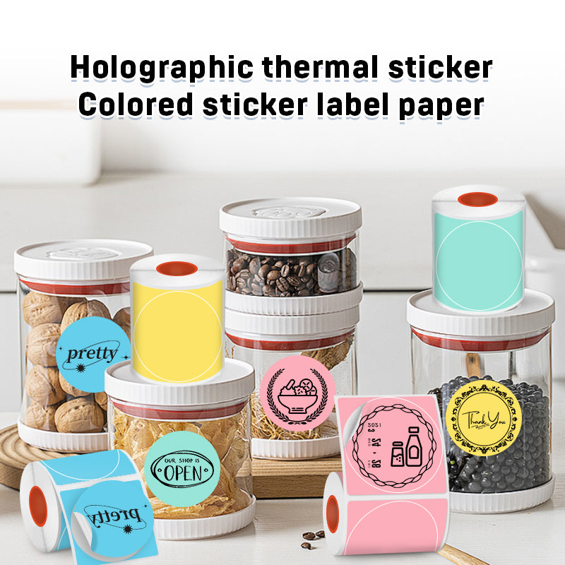5 Rolls Round Color Thermal Labels, 50×50mm, Compatible with Portable Label Makers(NZ Local Shipment）