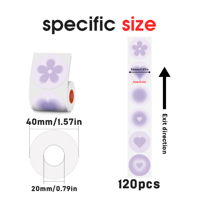 KAYSION 3 Rolls Round 50mm Thermal Label Paper For SK58/SK20/SK35/SK45/SK27