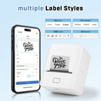 SK20 Mini Thermal Printer with 3 Rolls of Labels (1x White + 1x Holographic + 1x Transparent) and  Dust Bag（Malaysia Local Shippment）
