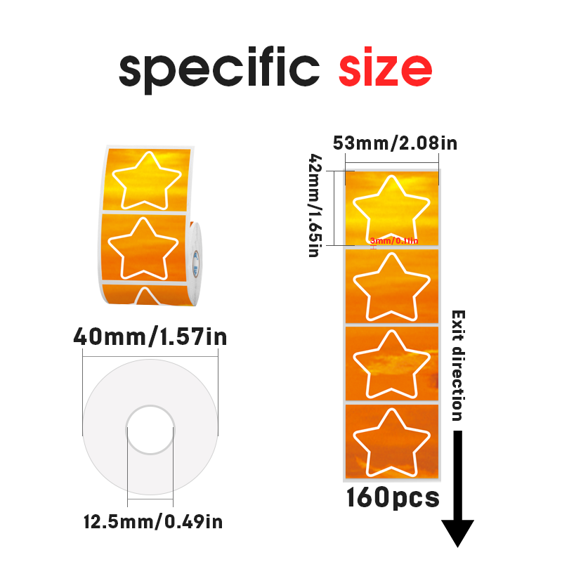 2 Types of 50mmx40mm Thermal Labels with Hearts, Stars For SK58/SK20/SK35/SK45/SK27