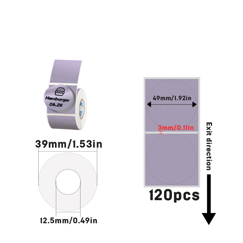 50mmX50mm Circular thermal label