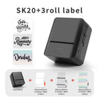 SK20 Mini Thermal Printer with 3 Rolls of Labels (1x White + 1x Holographic + 1x Transparent)(US Local Shippment)