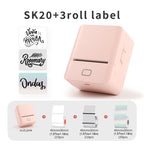 SK20 Mini Thermal Printer with 3 Rolls of Labels (1x White + 1x Holographic + 1x Transparent)(US Local Shippment)