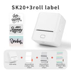 SK20 Mini Thermal Printer with 3 Rolls of Labels (1x White + 1x Holographic + 1x Transparent)(US Local Shippment)