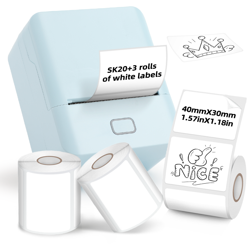 SK20 Mini Thermal Printer with 3 Rolls of White Labels（Japan Local Shippment）