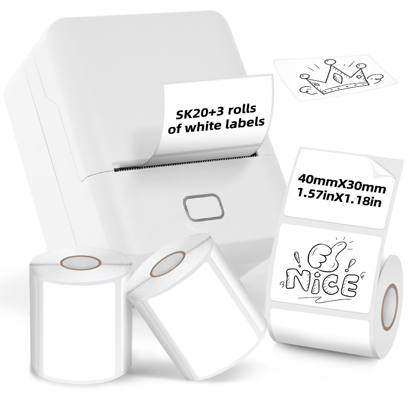 SK20 Mini Thermal Printer with 3 Rolls of White Labels（Japan Local Shippment）